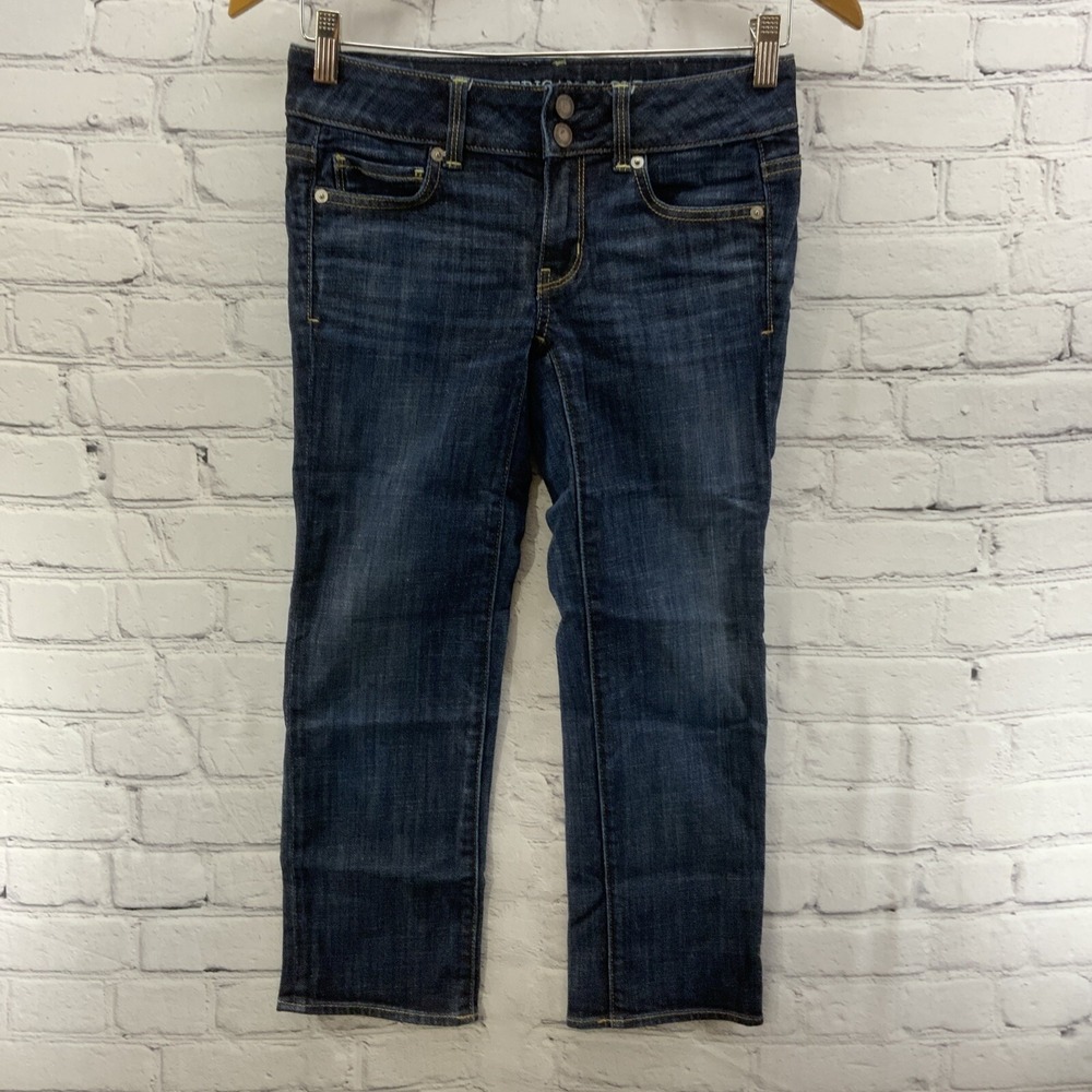 American Eagle Cropped Jeans Womens Sz 00 Dark Wash